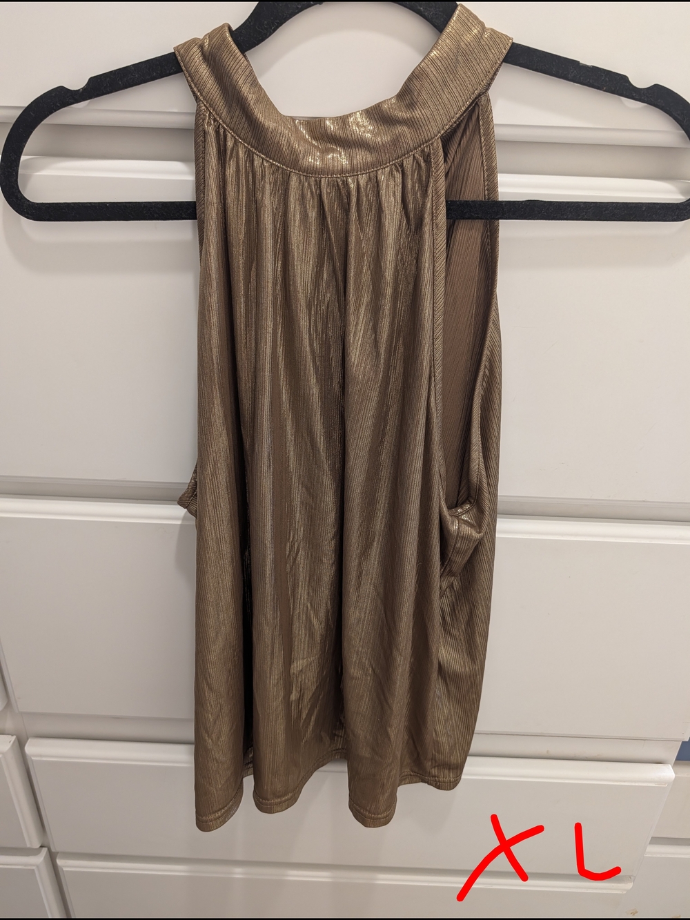 SHEIN Metallic Gold Halter Tank Top